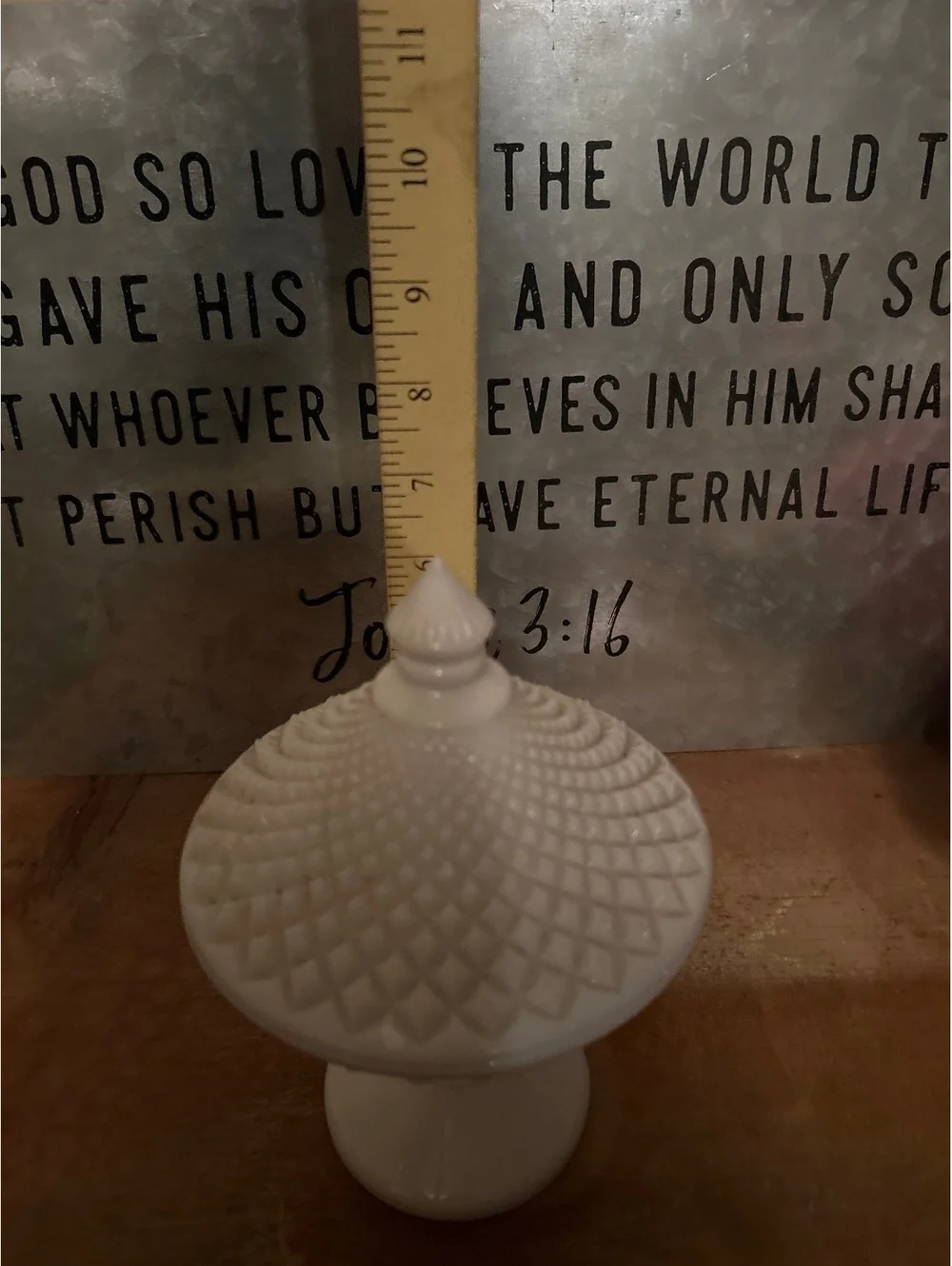 Vintage White Milk Glass Covered Candy Dish with Textured Lid